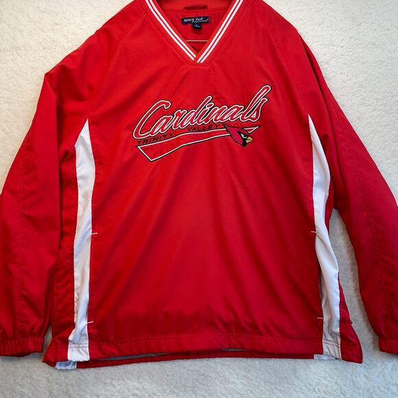 SportTek Trinity Valley college Cardinals Windshirt Pullover Red V-Neck Lined - Picture 2 of 11